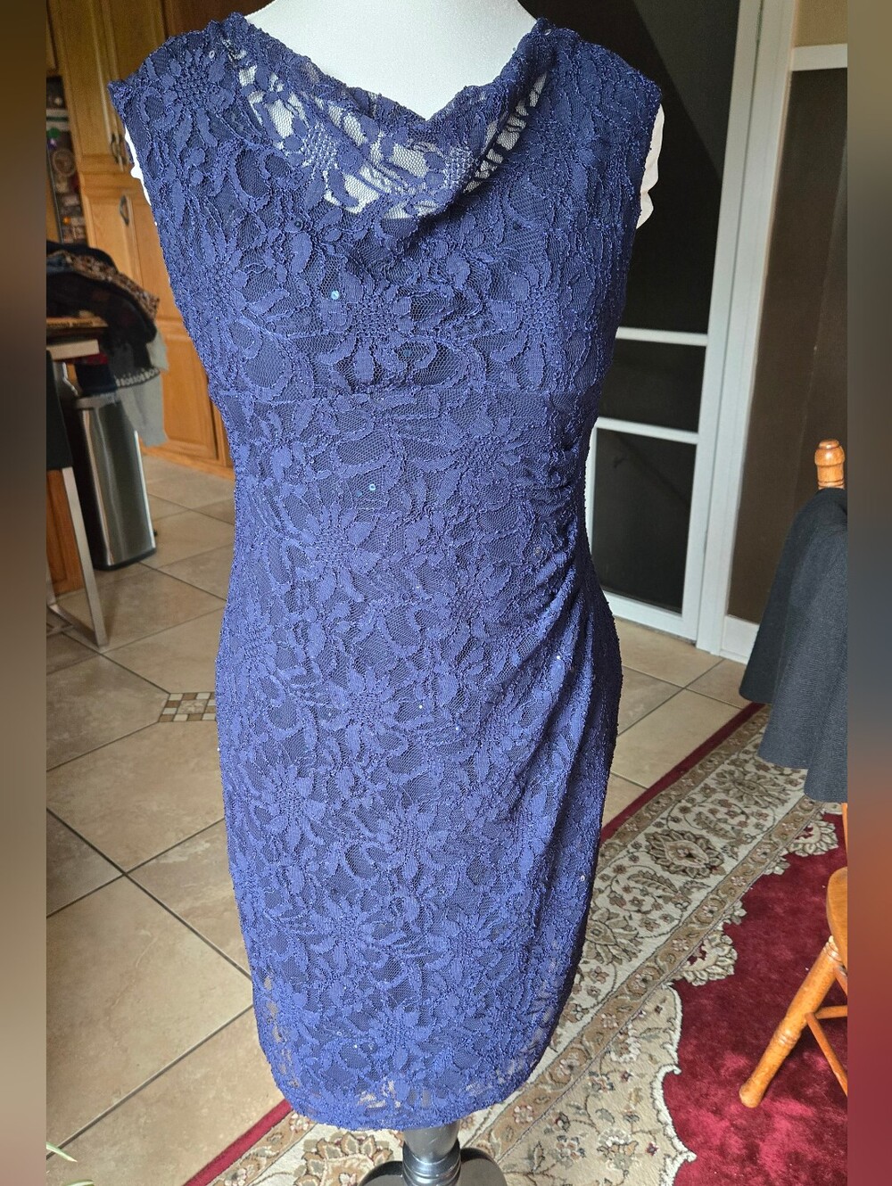 Ralph Lauren Navy Blue Lace Midi Dress